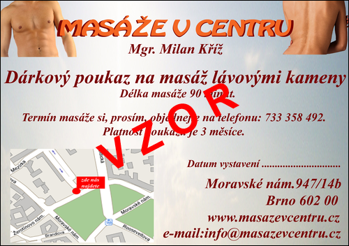 Poukázka Masáže v centru - Mgr. Milan Kříž